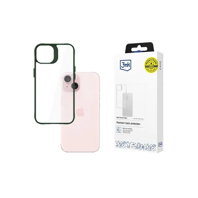 3mk Satin Armor Case+ Green for Apple iPhone 15 - transparent
