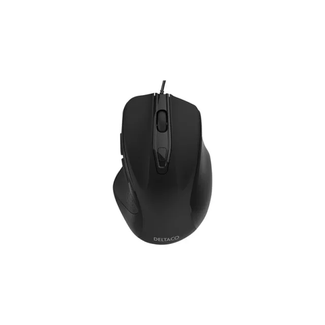 Deltaco OFFICE Wired Silent Office Mouse - Mus - Optisk - 6 knapper - Sort
