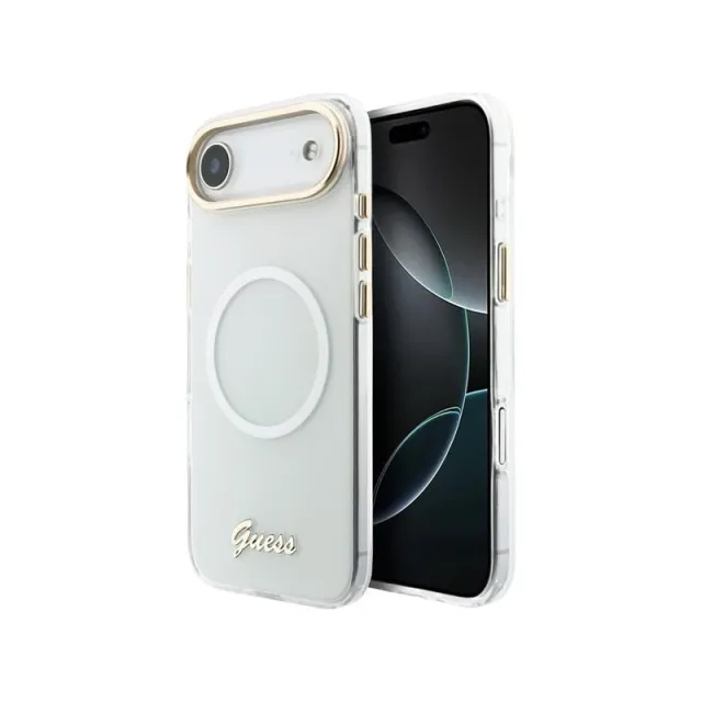 GUESS IML Gradient Script Metal MagSafe Case for iPhone Air - White