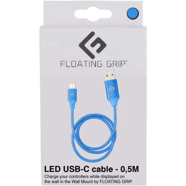 Floating Grip 0,5M LED USB-C Cable (Blå) Kabler - GEEKD.dk
