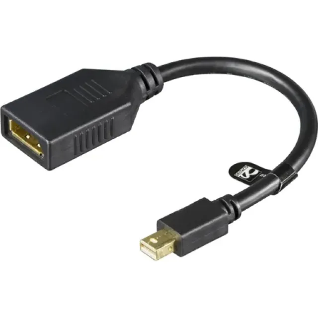 DELTACO Mini Displayport til Displayport - 0,15 m - Sort