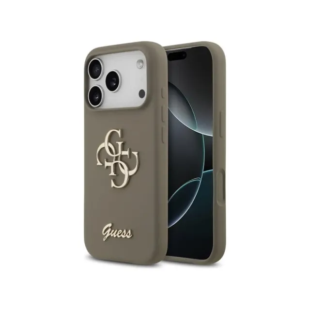 GUESS Silicone Big 4G Script Case for iPhone 17 Pro - Brown