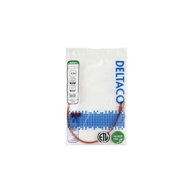 Deltaco patch cable - 0.3 m - red - Rød