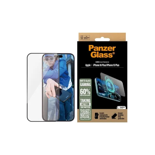 PanzerGlass Gaming Screen Protector iPhone 16 Plus | Ultra-Wide Fit