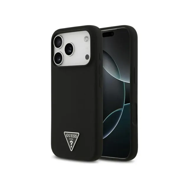 GUESS Silicone Triangle Logo MagSafe Case for iPhone 17 Pro - Black