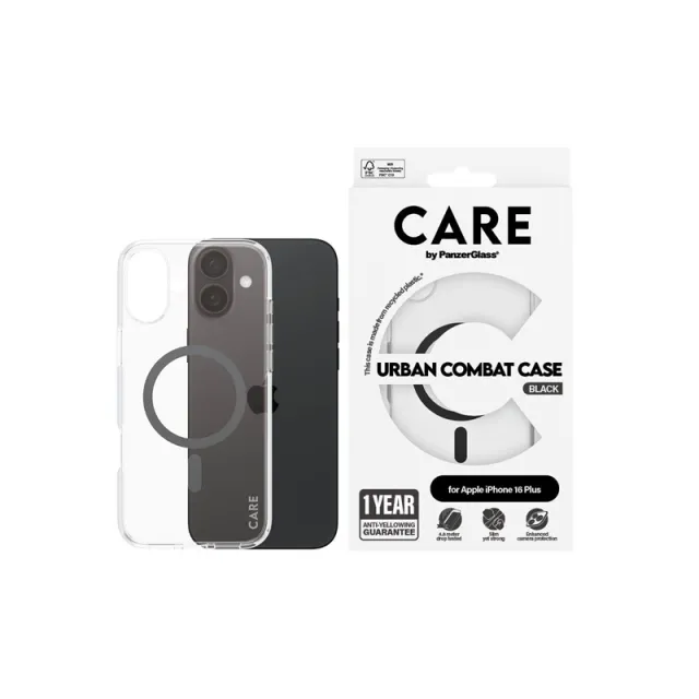 CARE by PanzerGlass Case Flagship Black MagSafe iPhone 16 Plus