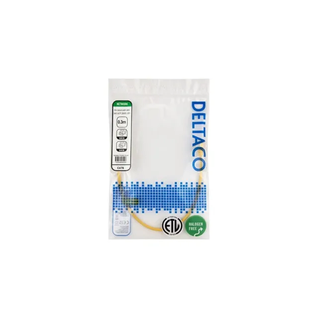 Deltaco patch cable - 0.3 m - yellow - Gul