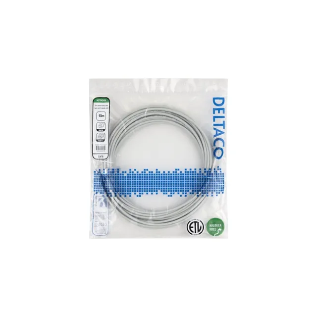 Deltaco patch cable - 10 m - grey - Grå