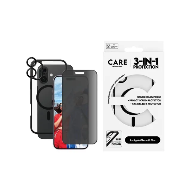 CARE by PanzerGlass Flagship 3-in-1 Privacy Bundle iPhone 16 Plus