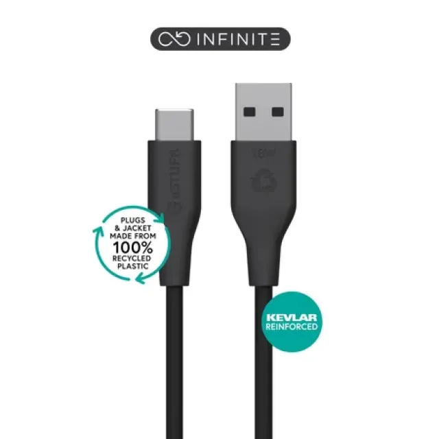eSTUFF ES605180 USB-kabel - 1 m - USB 2.0 - USB C - USB A - Sort