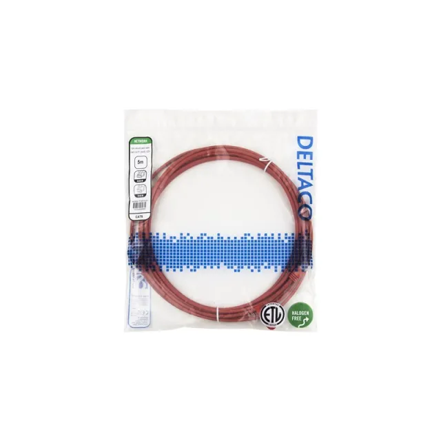 Deltaco patch cable - 5 m - red - Rød