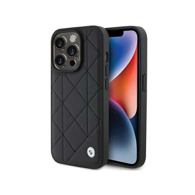BMW Leather Quilted case for iPhone 15 Pro Max - black