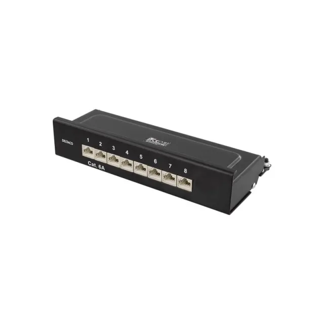 Deltaco PAN-211 Patch Panel 8xRJ45 Cat6a wall-mountable metal black