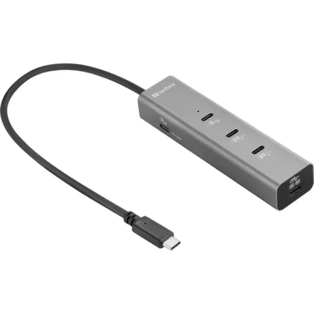 Sandberg 136-78 Dockingstation - USB 3.2 Gen 2 (3.1 Gen 2) Type-C - 100 W - 2x USB-C - Grå