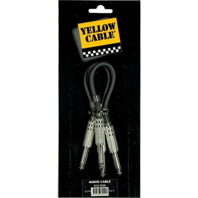 Yellow Cable P020 - 2 x 1/4" Jack/Jack patchkabel 20cm.