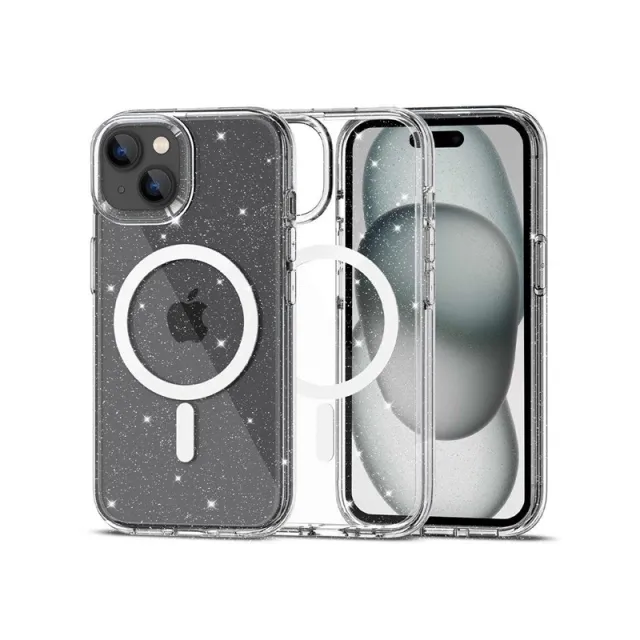 Tech-Protect FlexAir Hybrid MagSafe Case for iPhone 15 - Clear Glitter