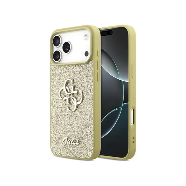 GUESS Fixed Glitter Big 4G case for iPhone 17 Pro Max - gold