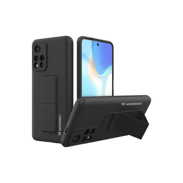 Wozinsky Kickstand Case Silicone Case with Stand Case for Xiaomi Redmi Note 11S / Note 11 Black