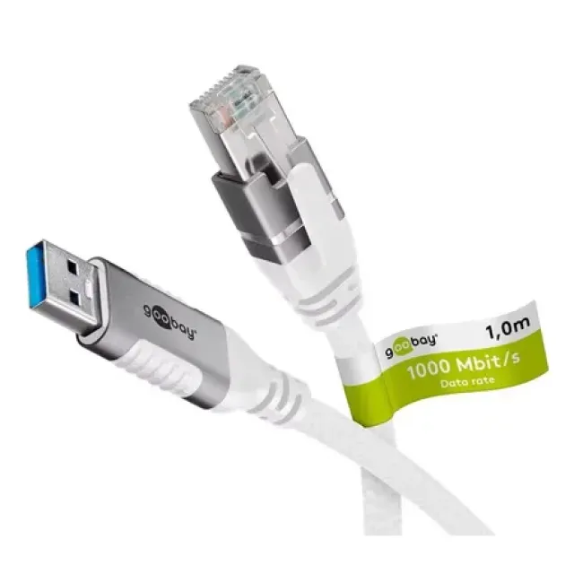 Goobay 74163 Netværkskabel - 10 m - Cat6 - Hvid - F/UTP (FTP) - USB Type-A - 1 stk