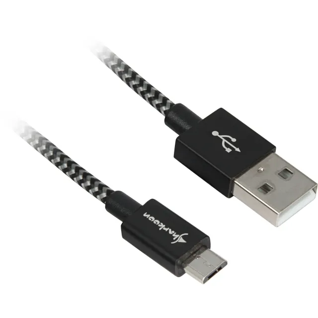 Sharkoon USB 2.0 A til B kabel  -  sort/grå, 3 m USB Kabel - GEEKD.dk