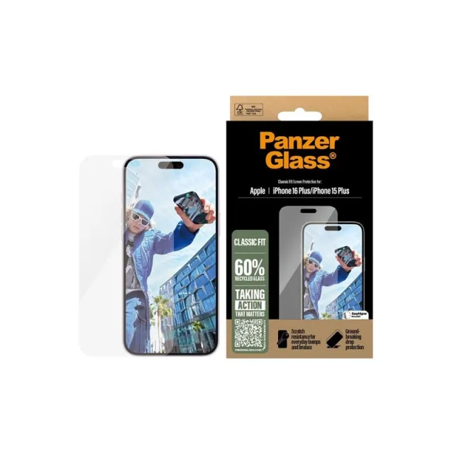 PanzerGlass Screen Protector iPhone 16 Plus | Classic Fit